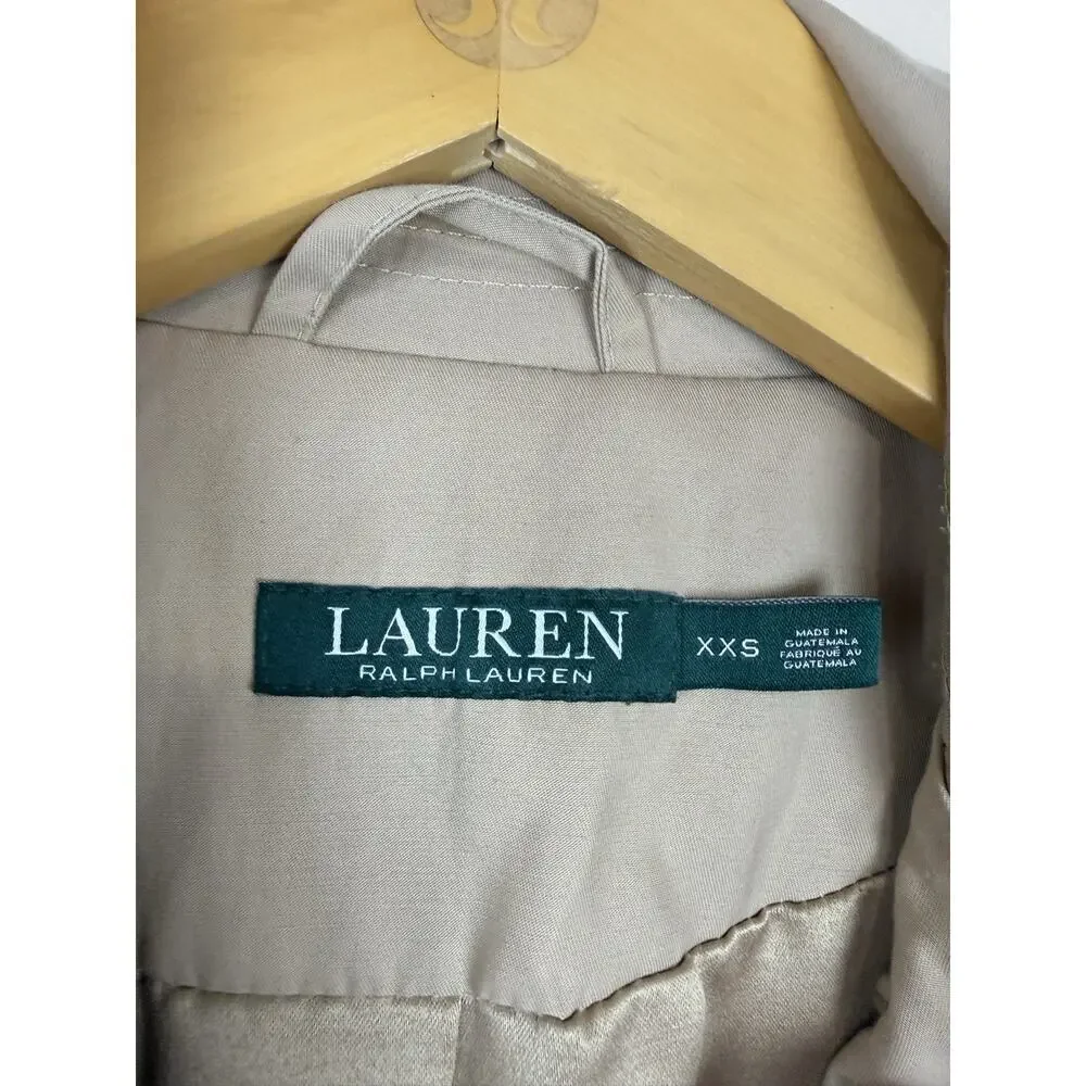 Lauren Ralph Lauren Trench Coat Women’s Size XXS Tan Double Breasted minimalist